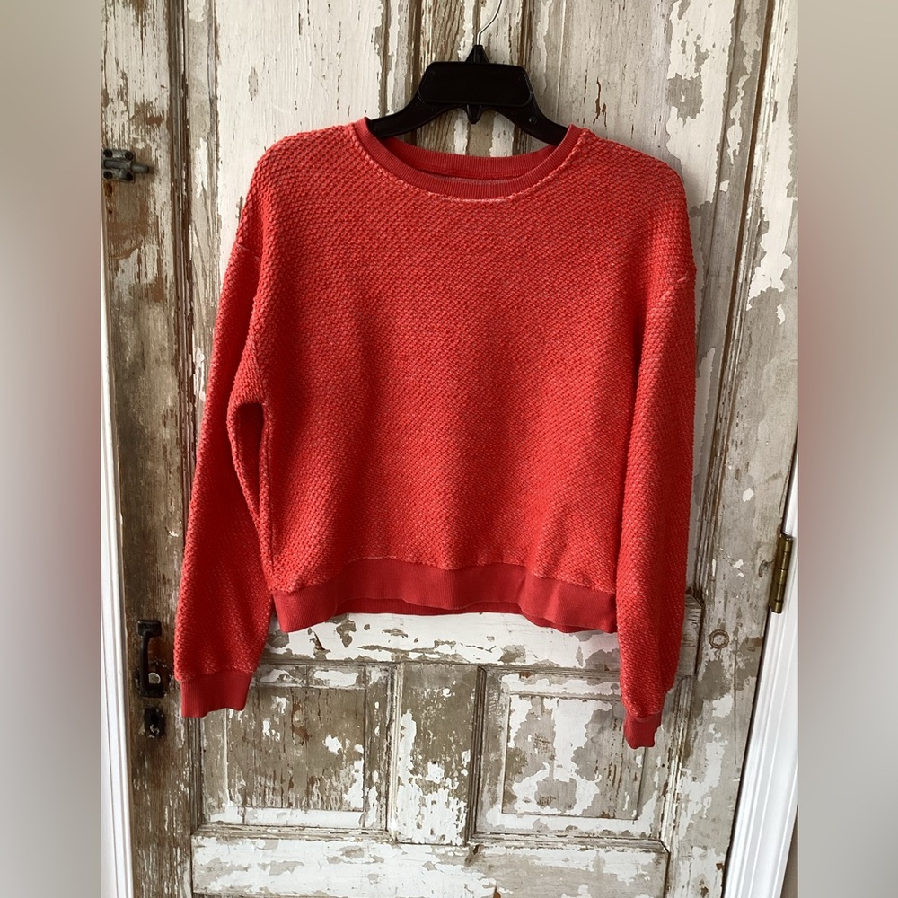 Marine Layer Women Barn Red Birdseye Crewneck Sweatshirt Size M